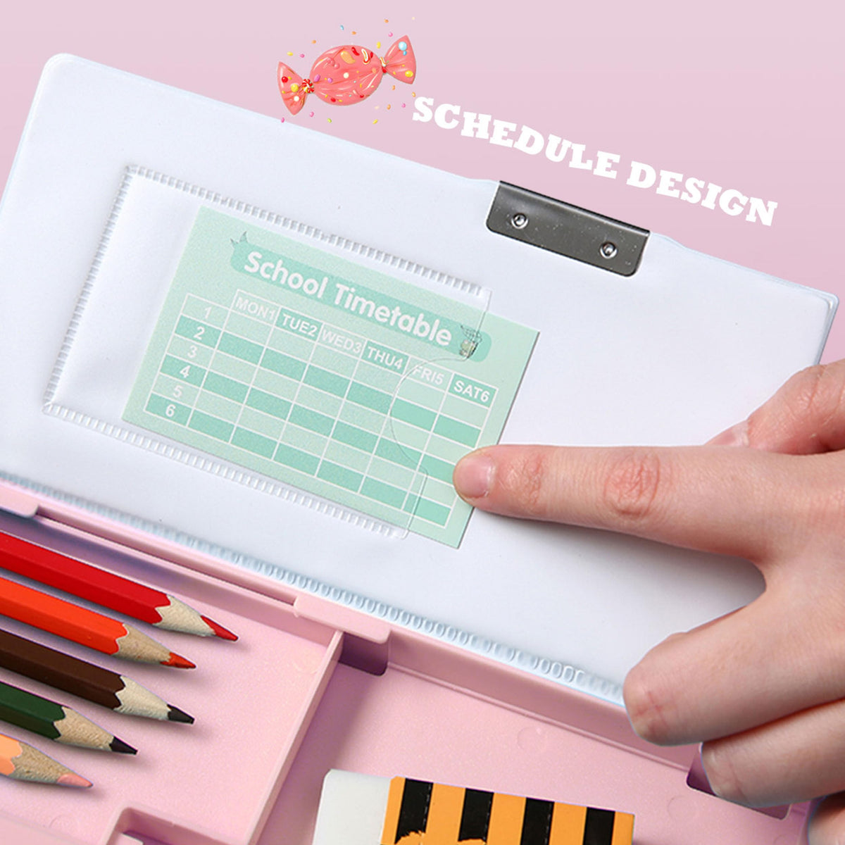Pop Up Multifunction Pencil Case, Cute Cartoon Pen Box Organizer Stationery with Calculators