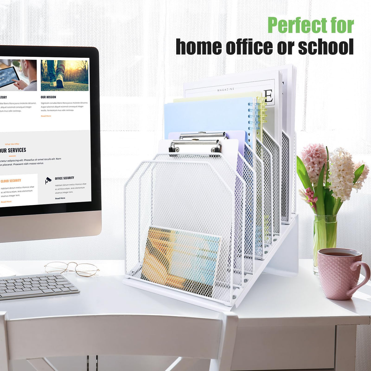 SUMMORO Inclined File Organizer for Desk, 7-Section Vertical File Holder