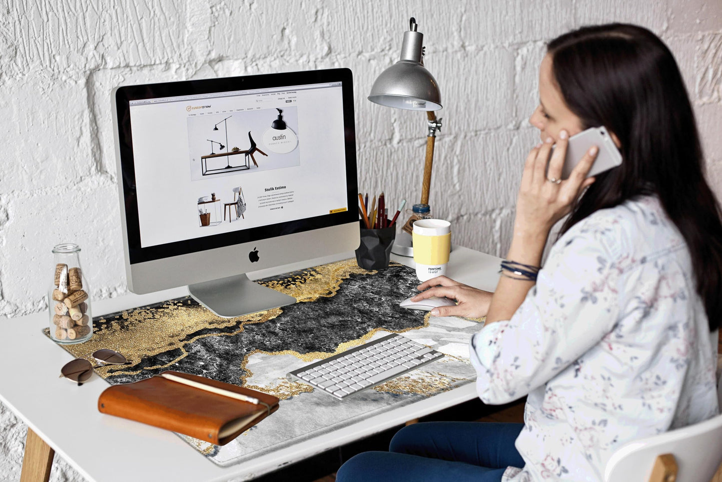 36x24 Mouse Pad Black and Gold Marble Giant Desk Mat XXXL Mousepad Extra Large Desk Pad Oversized