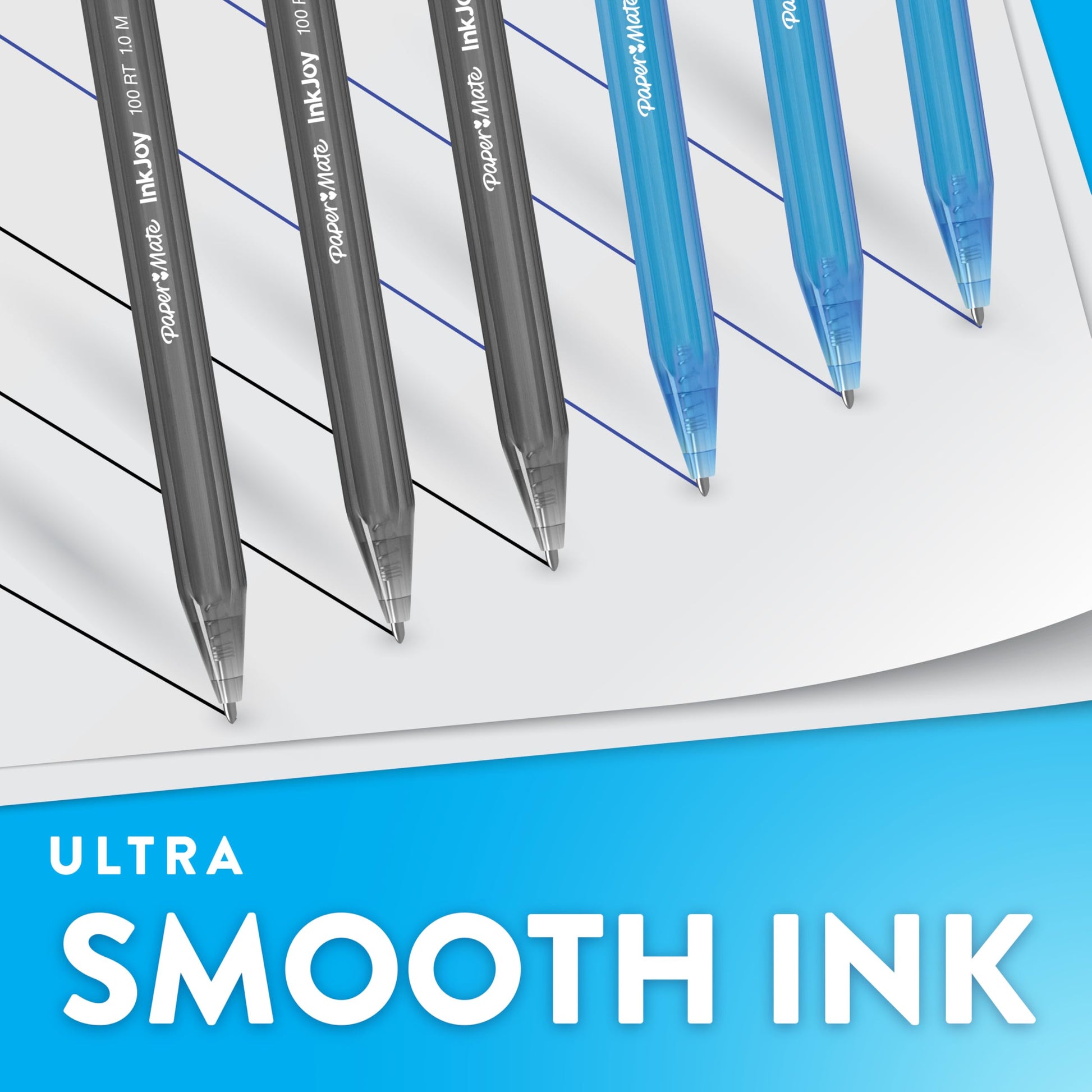Paper Mate InkJoy 100RT Ballpoint Pens, Medium Point (1.0mm), Black & Blue Ink, 72 Count - Bulk