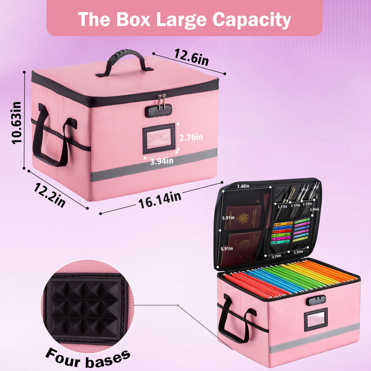 EXLIFBAG Fireproof File Organizer with Lock, 1 Layer