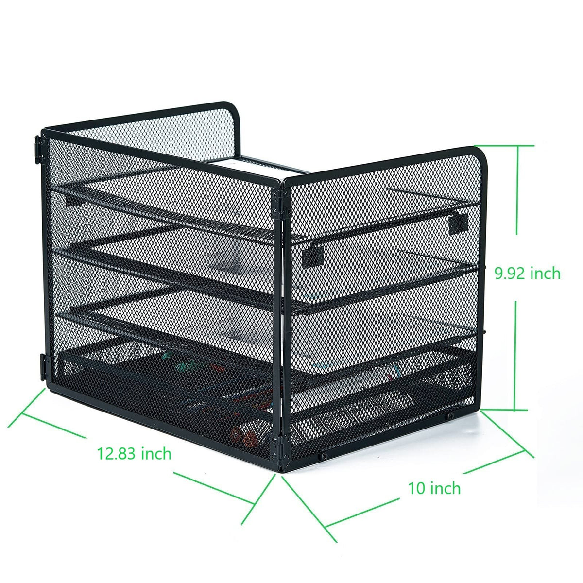 SETTFRFE 4-Tier Metal Desk Organizer-Paper Letter Tray with Drawer,Black