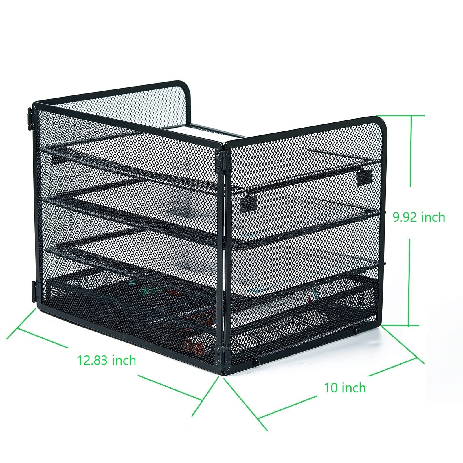 SETTFRFE 4-Tier Metal Desk Organizer-Paper Letter Tray with Drawer,Black