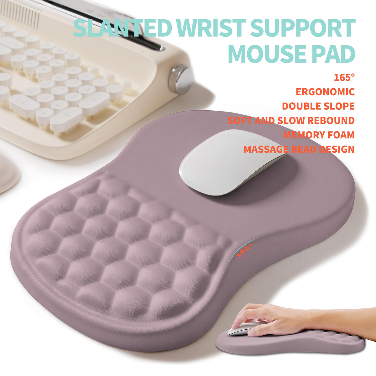 KUOSGM 2-in-1 Ergonomic Set, Wave Rise Keyboard Wrist Rest and Massage Bulge Slope Mouse Pad Wrist