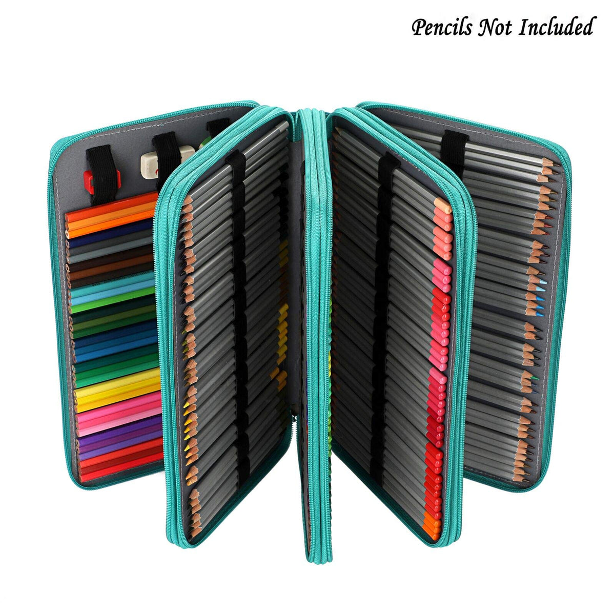 BTSKY 300 Slots Colored Pencil Organizer - Deluxe PU Leather Pencil Case Holder with Handle Strap