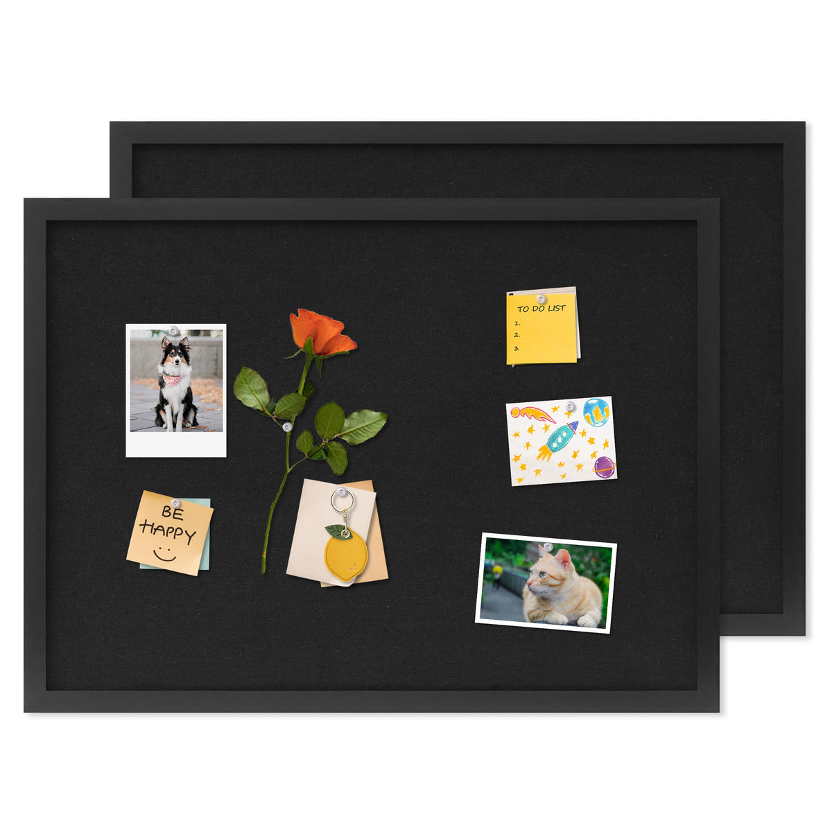 DAHAPYBOO Cork Board with Linen Black 2Pack,Bulletin Board 23"x17"