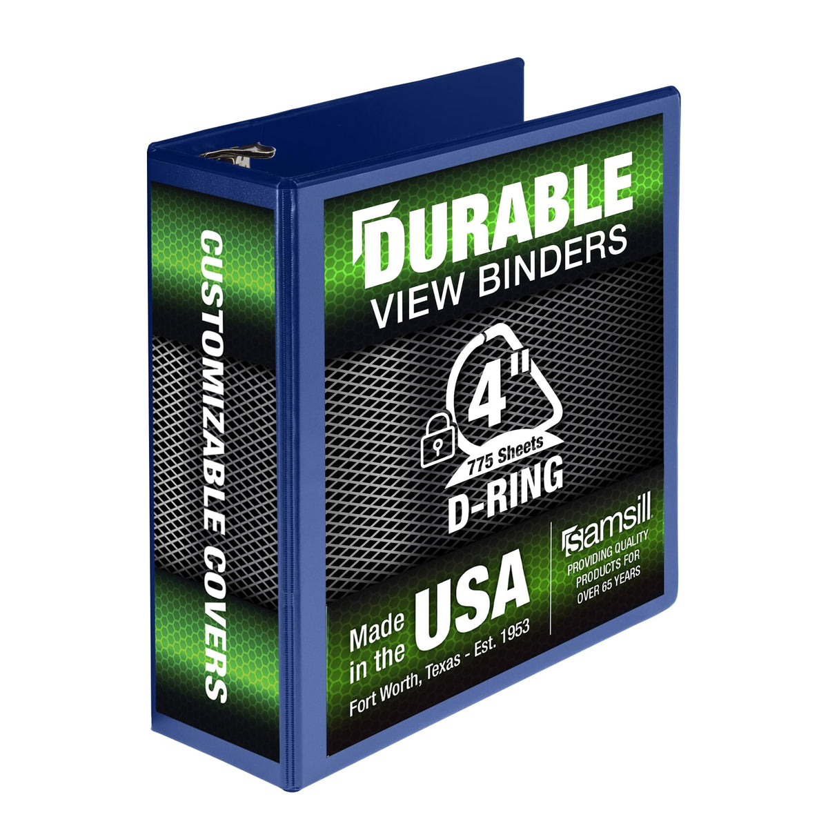 Samsill Durable 4 inch 3 Ring Binder, D Ring Binder, 100% Recycled Chipboard, Blue