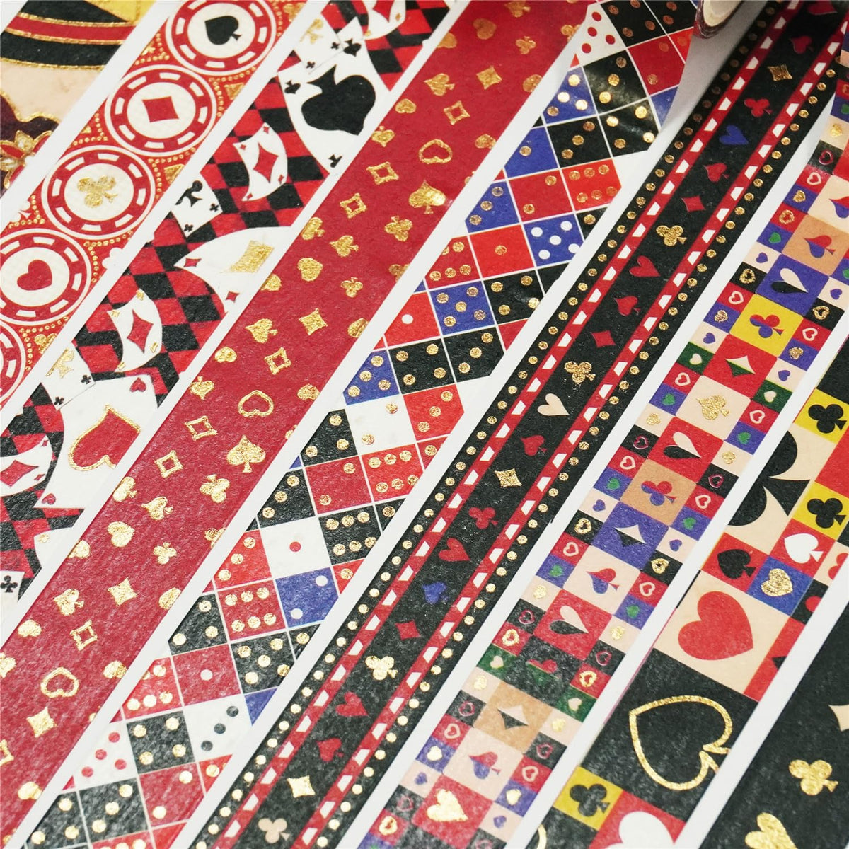 VIVIQUEN Vintage Poker Gold Washi Tape Set, 15mm Vintage Masking Tape Decorative Tape for DIY