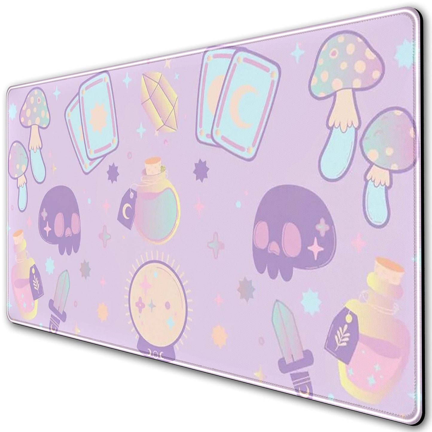 Kawaii Purple Desk Mat,Cute Witchy Elements Mouse Pad, Desk Pad Mystical Goth,XXL Gamig Desktop