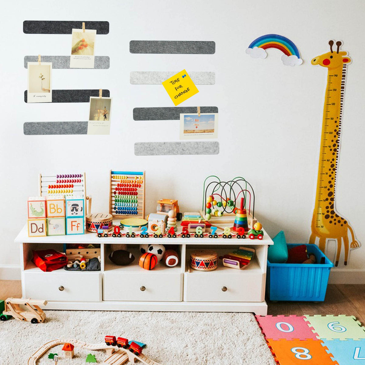 YOUDEFUL 8Pcs Bulletin Board Strip, Felt Cork Board with 50 Pushpins