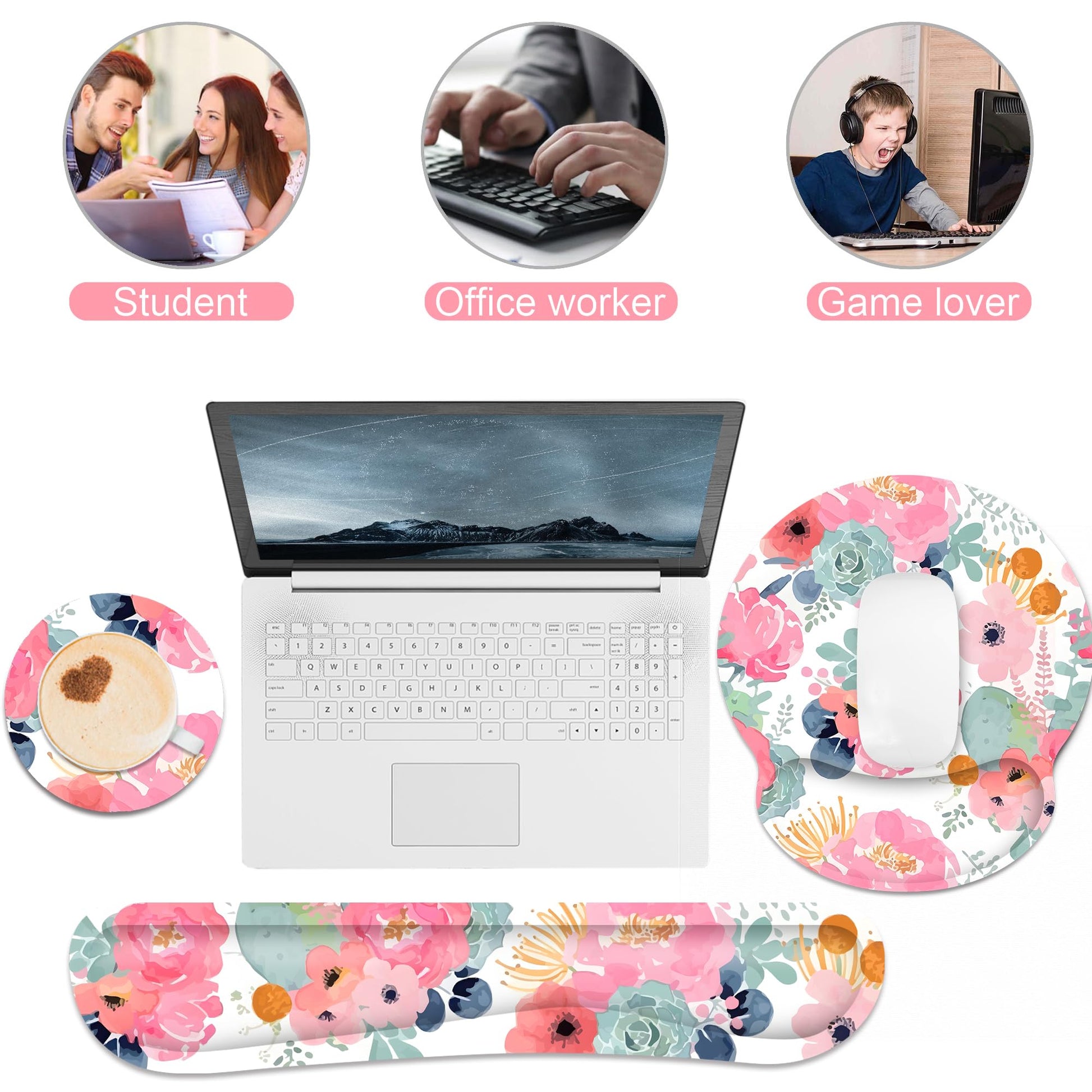 Ergonomic Mouse Pad with Wrist Rest and Keyboard Wrist Rest, Mousepad