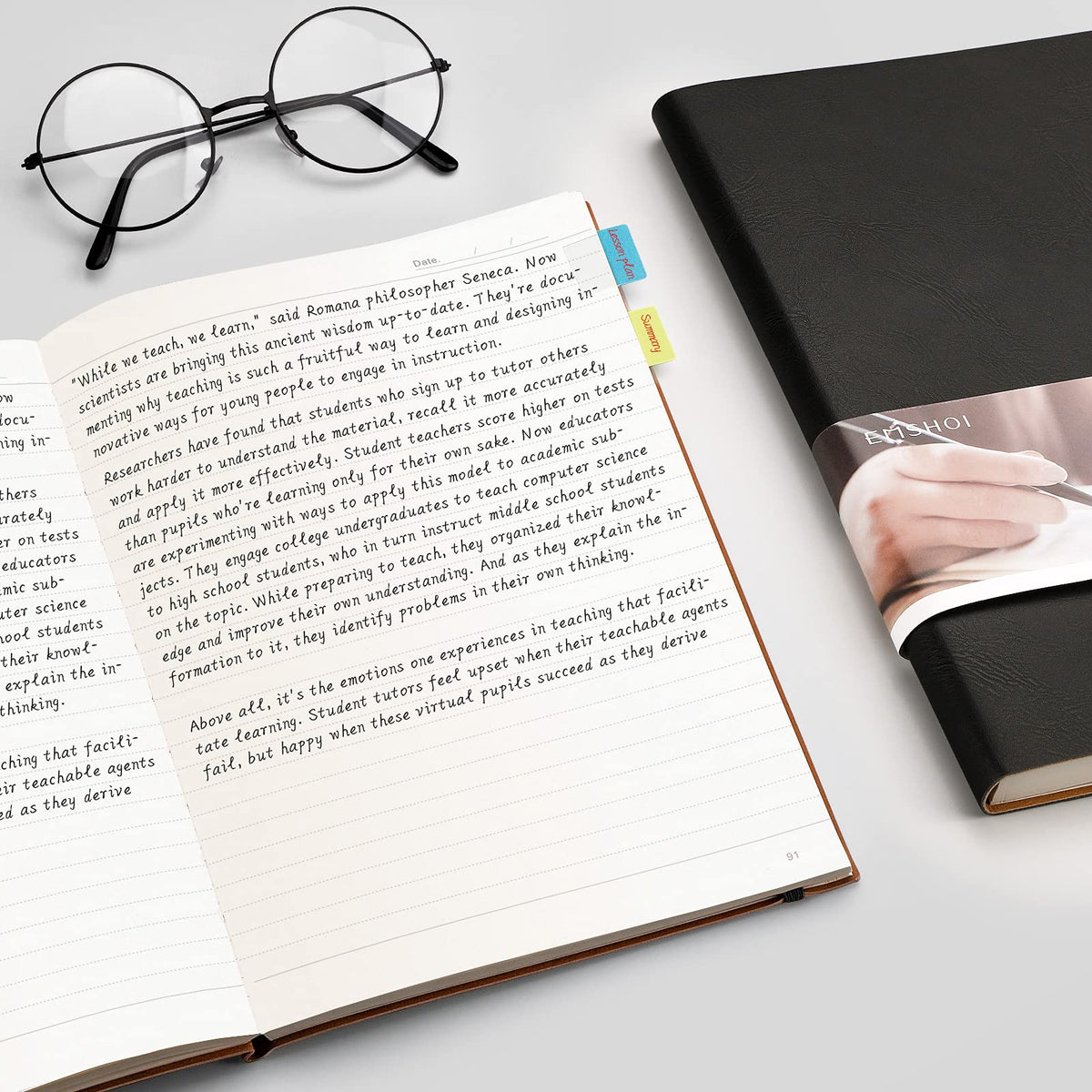 EMSHOI Lined Journal Notebook, 204 Numbered Pages, B5 Size (7.5'' x 10'')