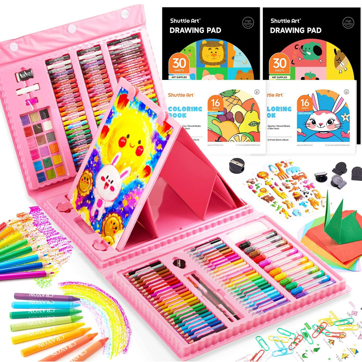 Shuttle Art 335 Piece Kids Art Set, Multi-Media Art Supplies, Gift Art Kit with Trifold Easel, 2