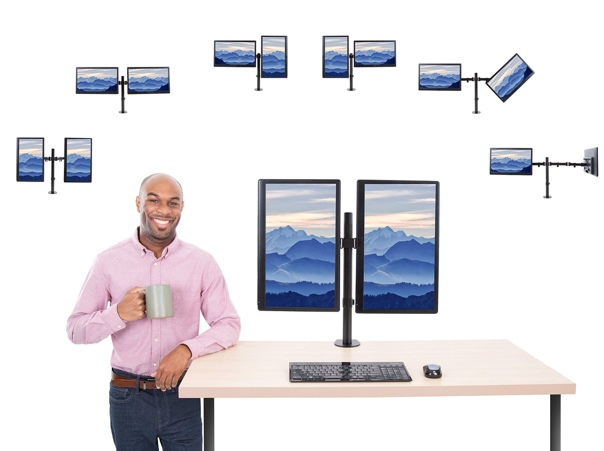 Stand Steady 2 Monitor Mount Desk Stand | Height Adjustable Double Monitor Stand with Desk Clamp|