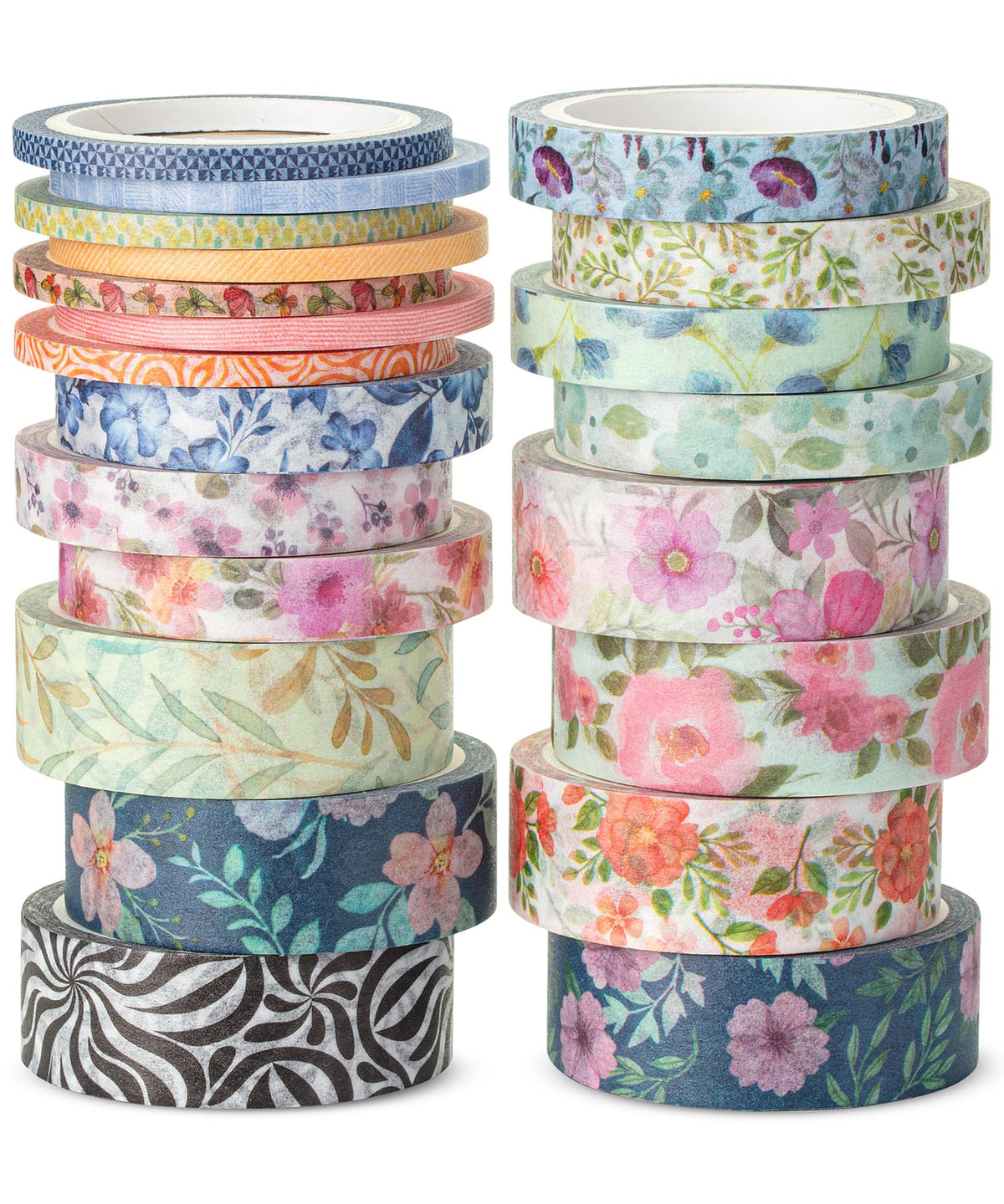 Mr. Pen- Washi Tape Set, 21 Rolls, Assorted Sizes, Floral Vintage