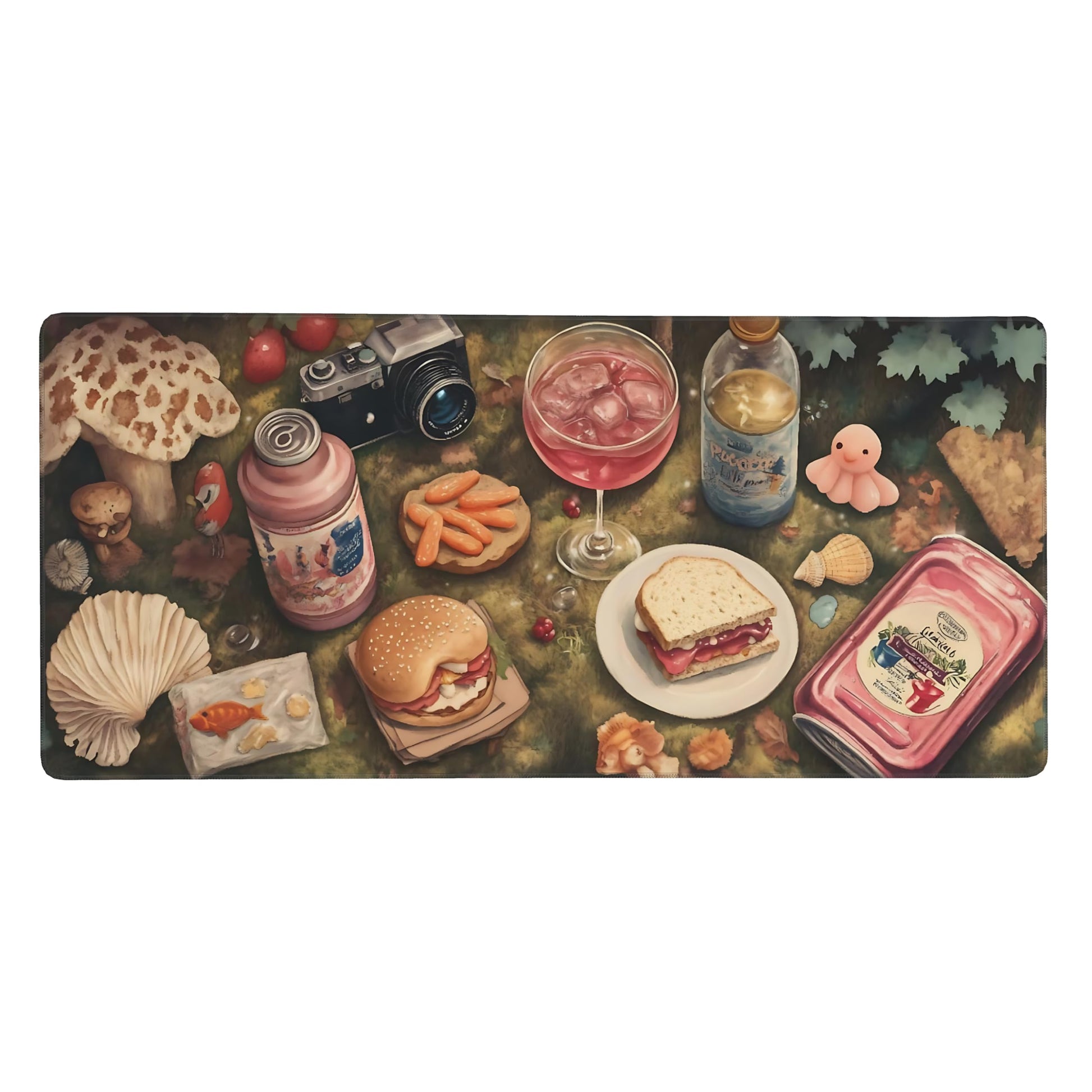 Cute Aesthetic Party Gaming Mouse Pad, Green Pink Cottagecore Desk Mat with Anti-Slip Base &