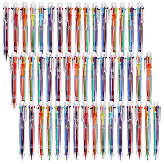 JPSOR 48 Pack Multicolor Ballpoint Pens 6 in 1 Transparent 0.5mm