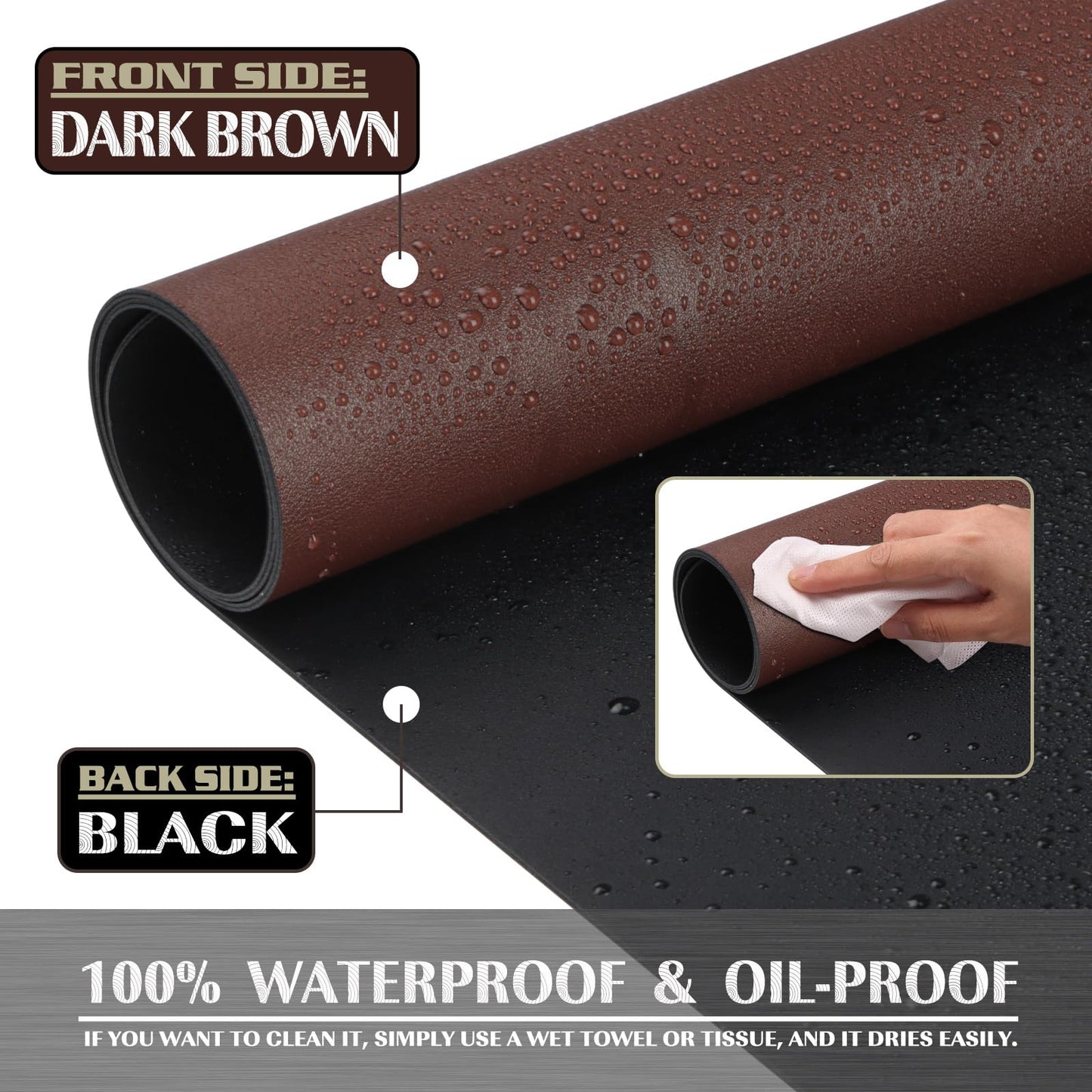 K KNODEL Extra Large Desk Mat, Leather Mouse Pad (47.2"x17", Dark Brown)