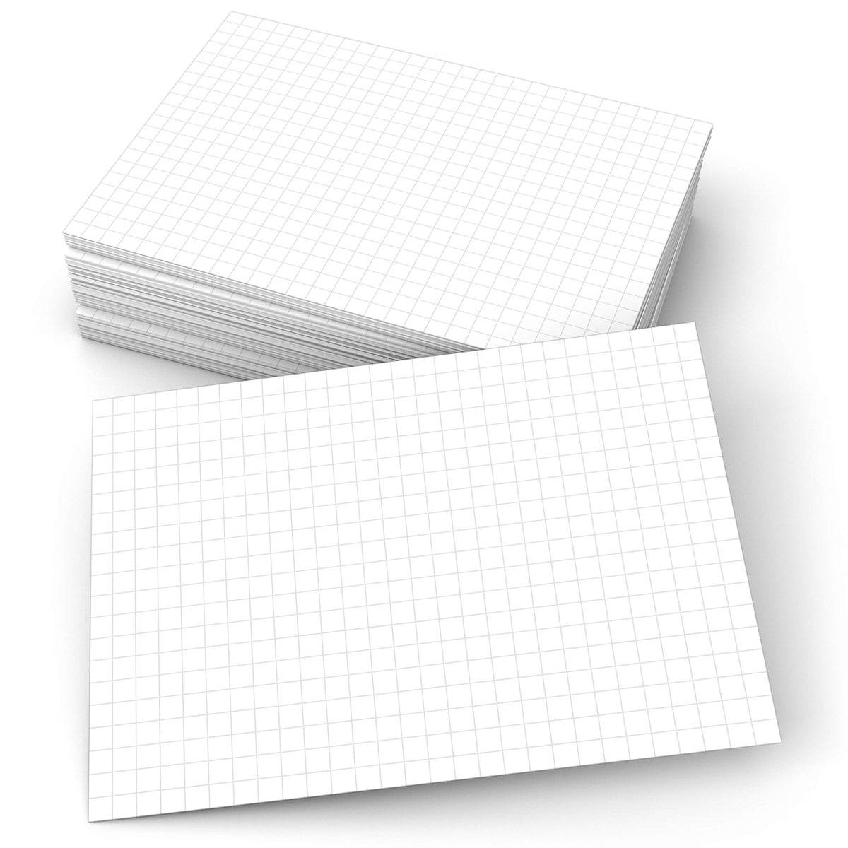 321Done Graph Index Cards, Large 5x7, Set of 50, 0.25" Grid Squares, White