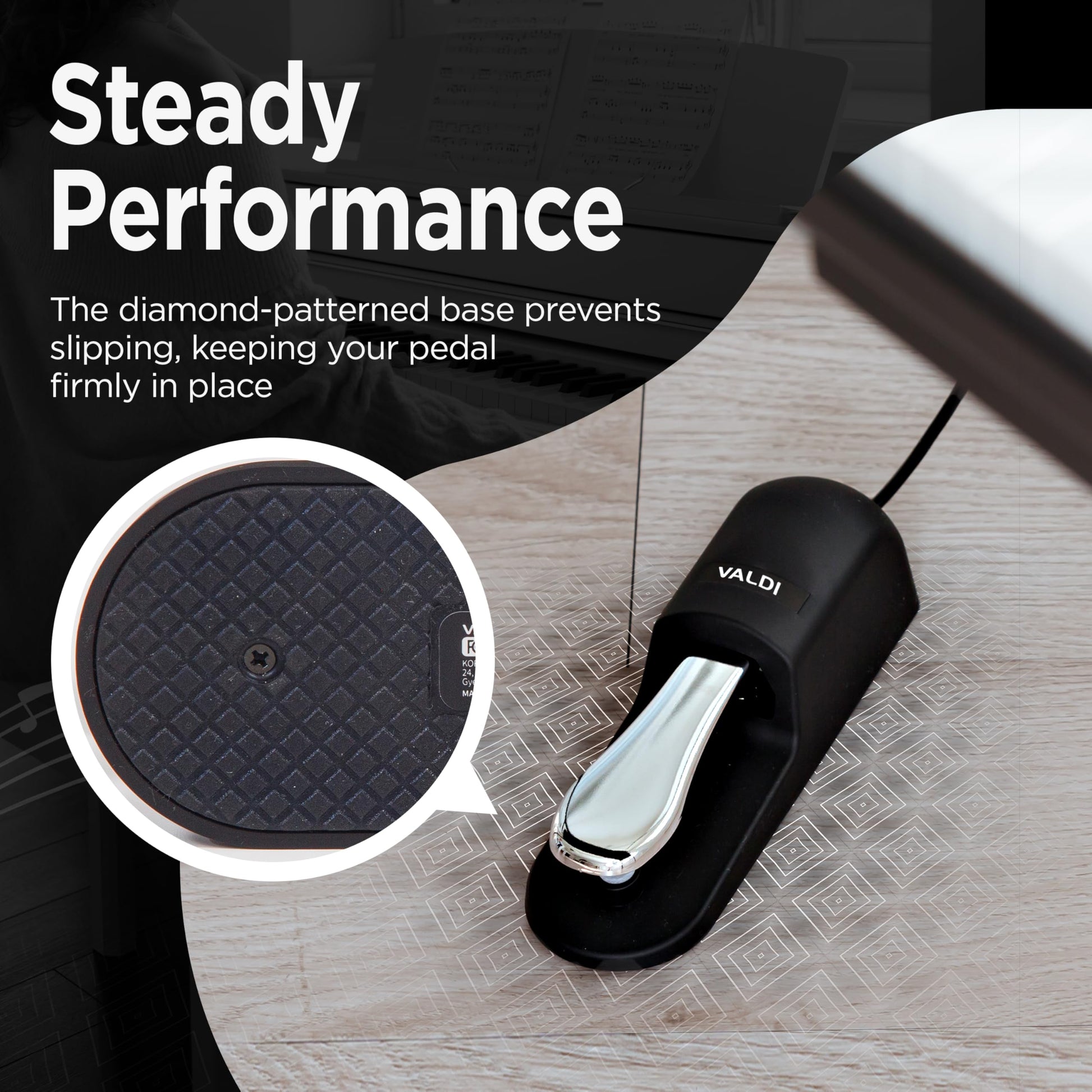 VALDI BP-3 Sustain Pedal - Universal Pedal for Keyboard Piano, Digital Pianos, MIDI Keyboards &
