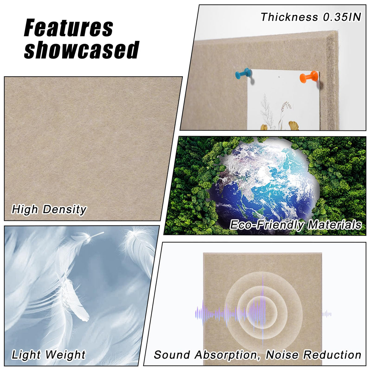 Large Cork Board 36" x 24", 6 Pack Felt Bulletin Board, Pin Boards