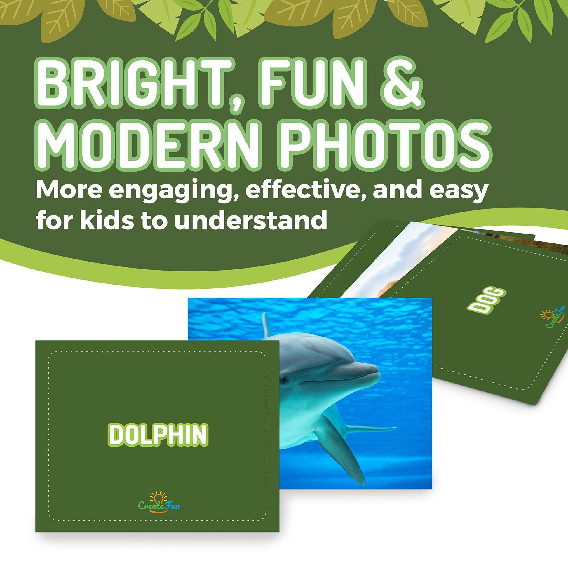 CreateFun 50 Animal Flash Cards - Realistic Photos for Speech Therapy ESL