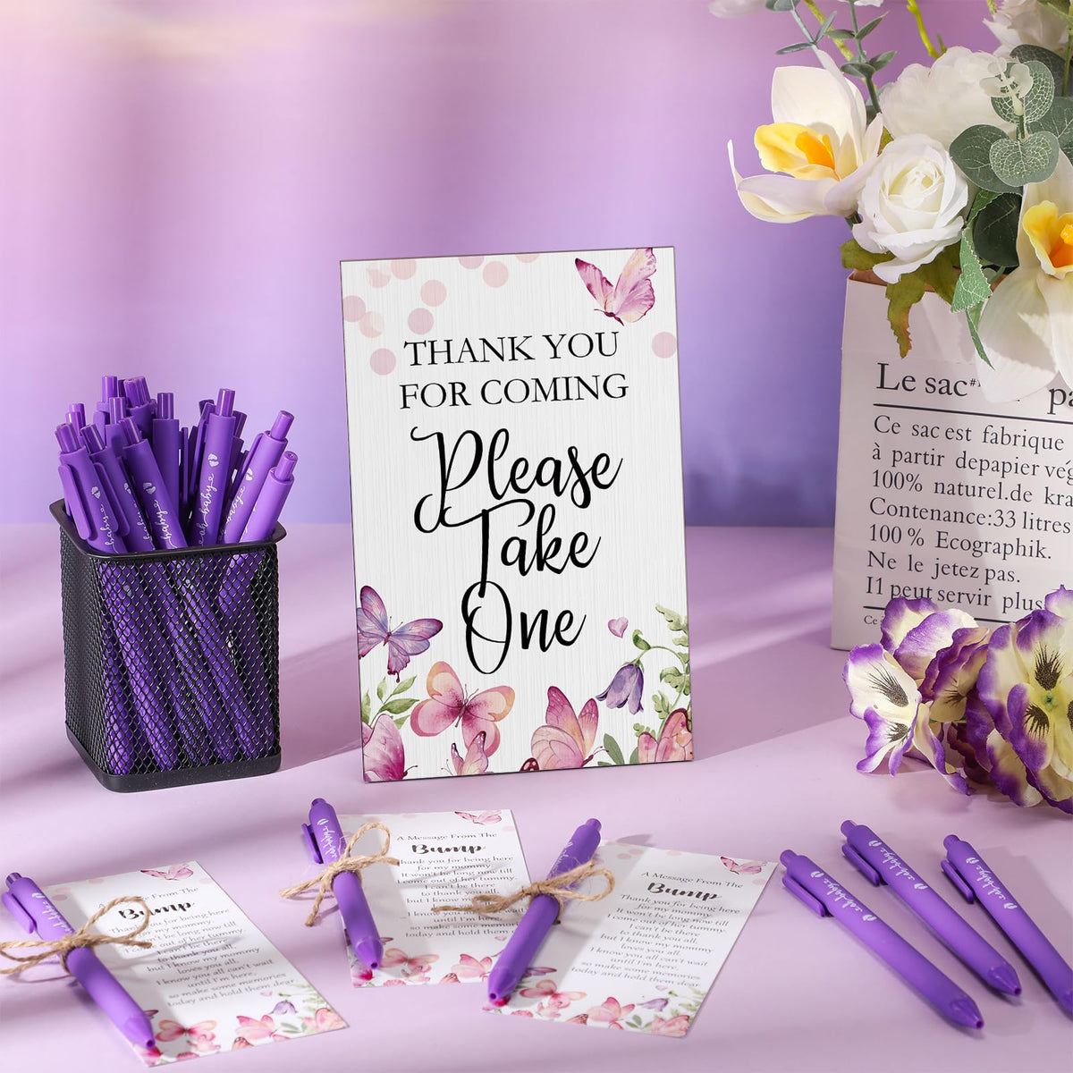 Sintuff 50 Set Baby Shower Party Favors for Guests, Purple, Butterfly