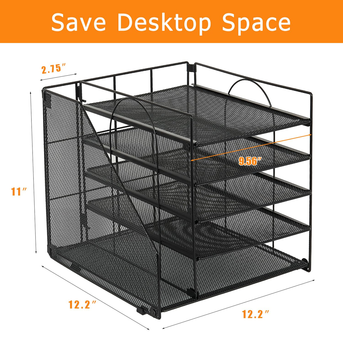 LEKETREE Desk Organizers and Accessories, 5-Tier Paper Letter Tray Organizer with File Holder