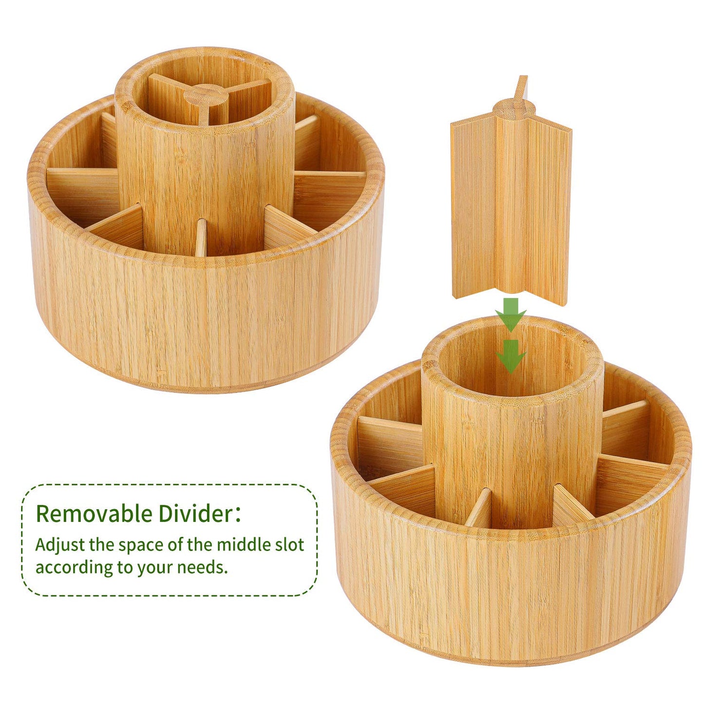 Utoplike Bamboo Rotating Art Supply Desk Organizer, Pencil Holder Desktop