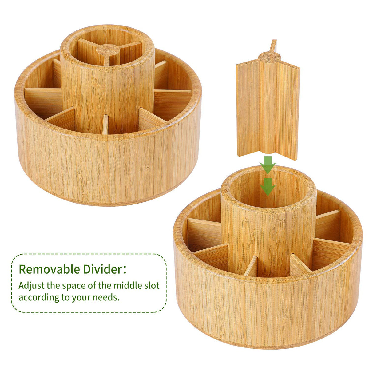 Utoplike Bamboo Rotating Art Supply Desk Organizer, Pencil Holder Desktop