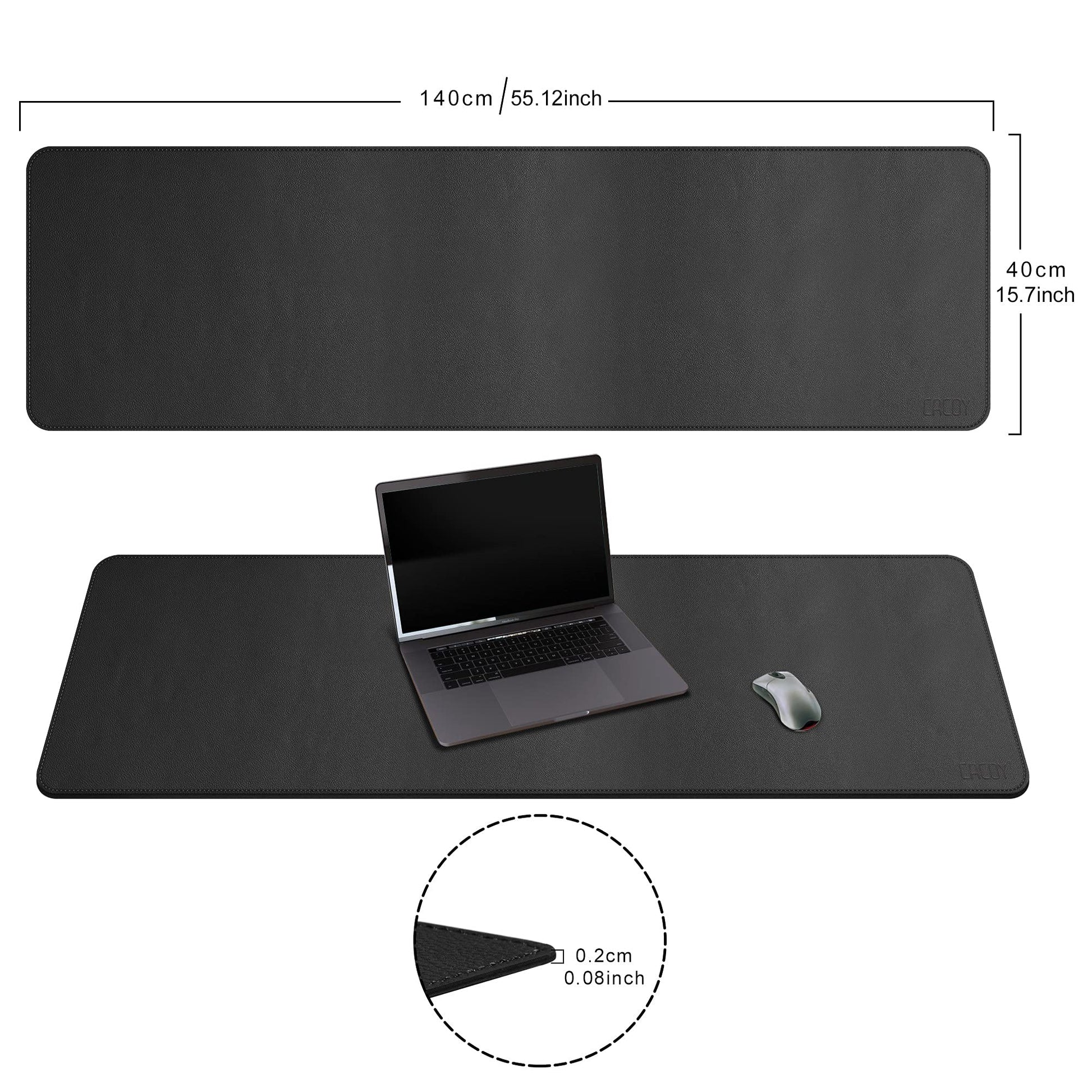 Cacoy PU Leather Desk Pad, 55" x 16" Computer Desk Writing Mat for Office and Home, Large Gaming