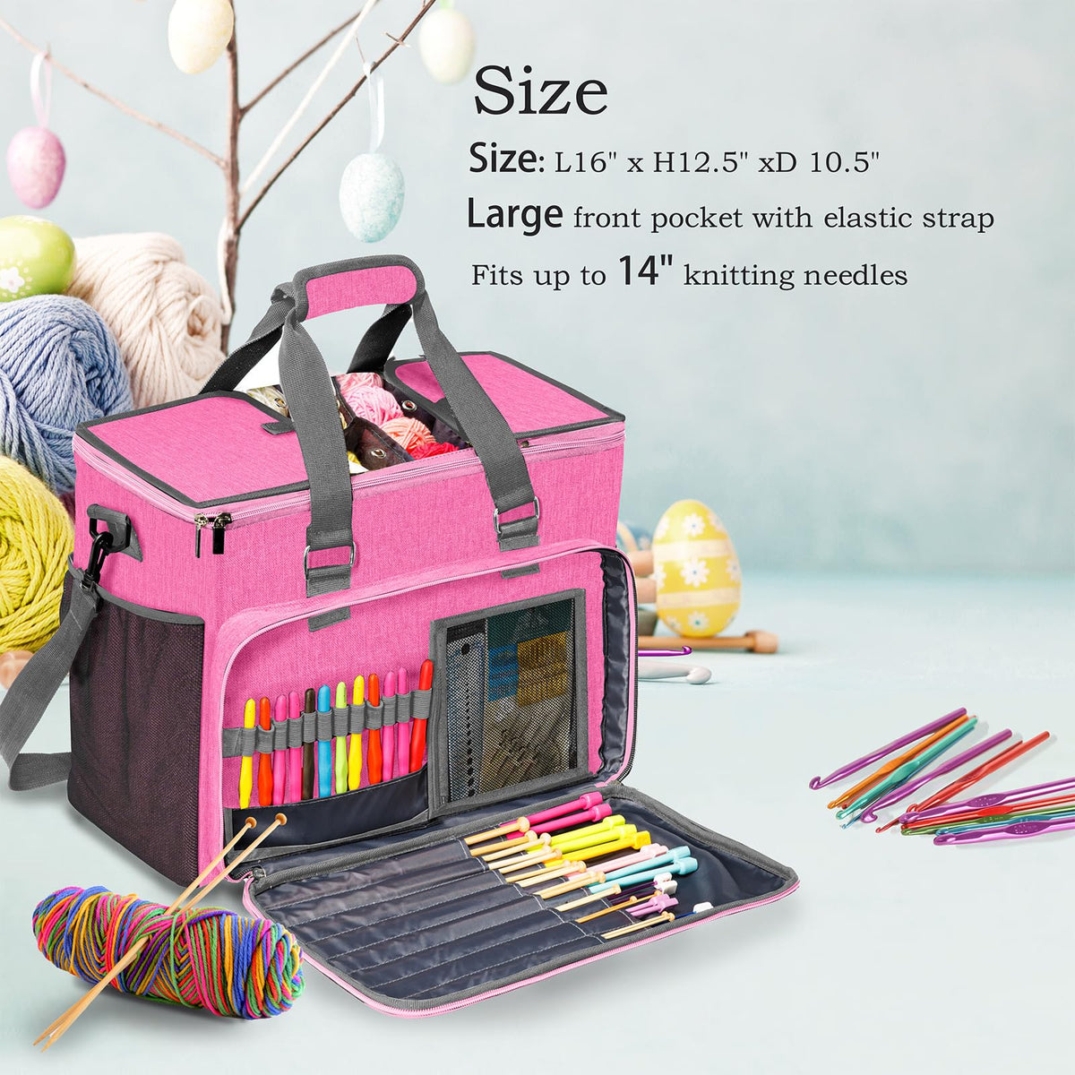 MYBAGZING Knitting Bag, Large Yarn Storage Organizer, Crochet Bags and Totes, Yarn Bags for