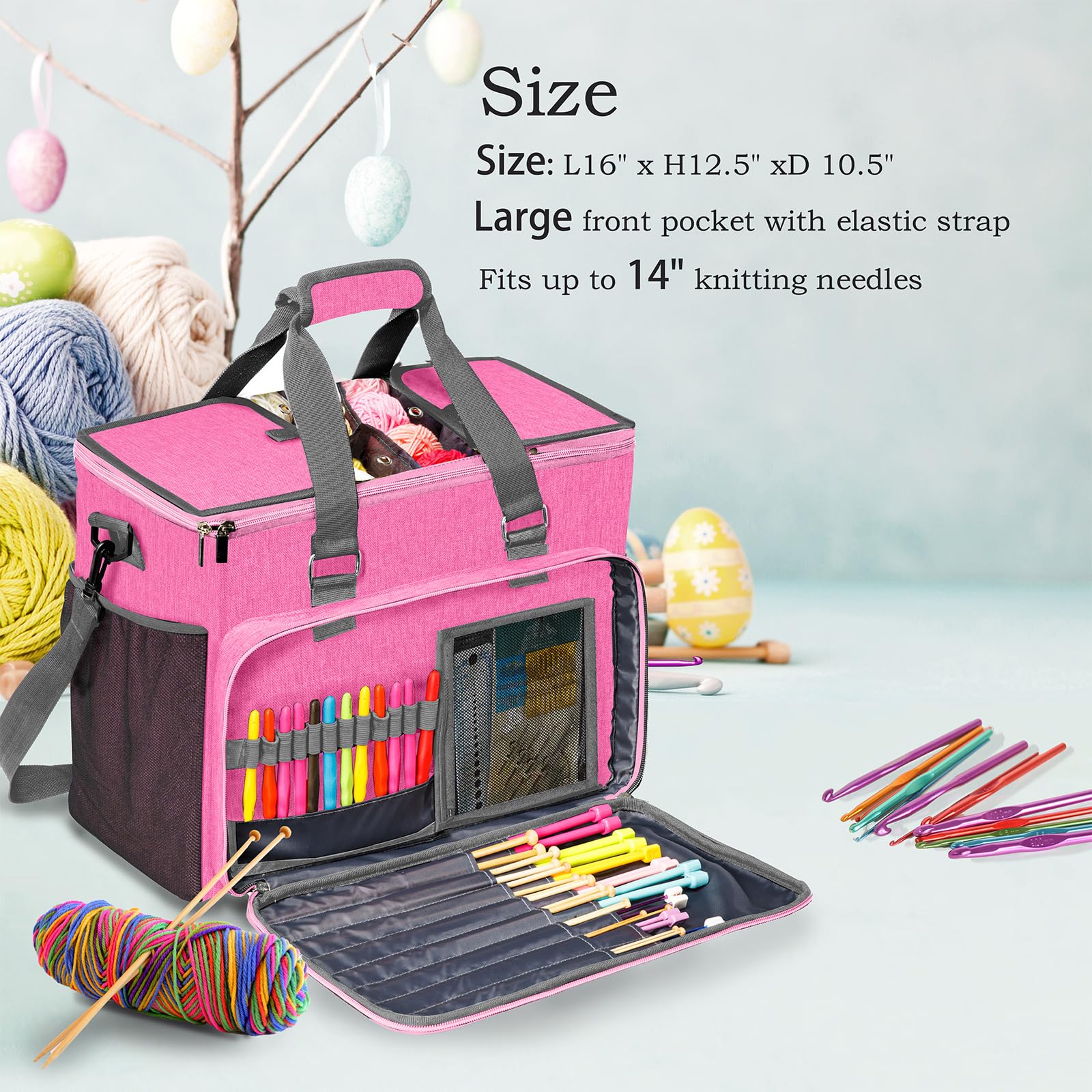 MYBAGZING Knitting Bag, Large Yarn Storage Organizer, Crochet Bags and Totes, Yarn Bags for