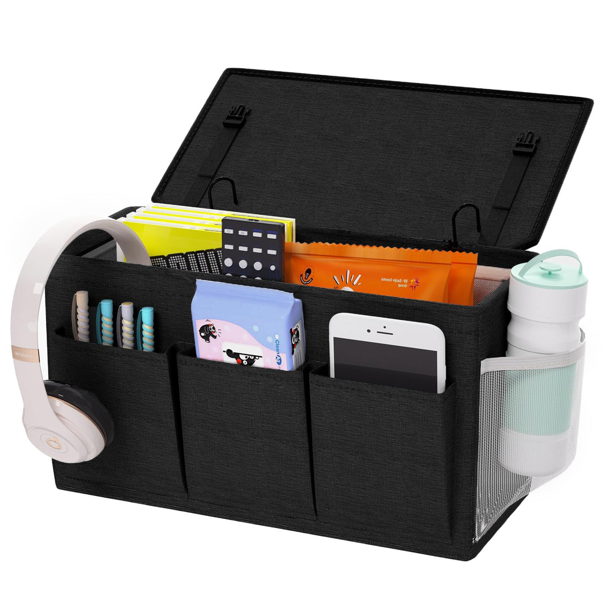 Bedside Caddy Storage Organizer for Bed Rails, Bed Caddy with 6 Pockets