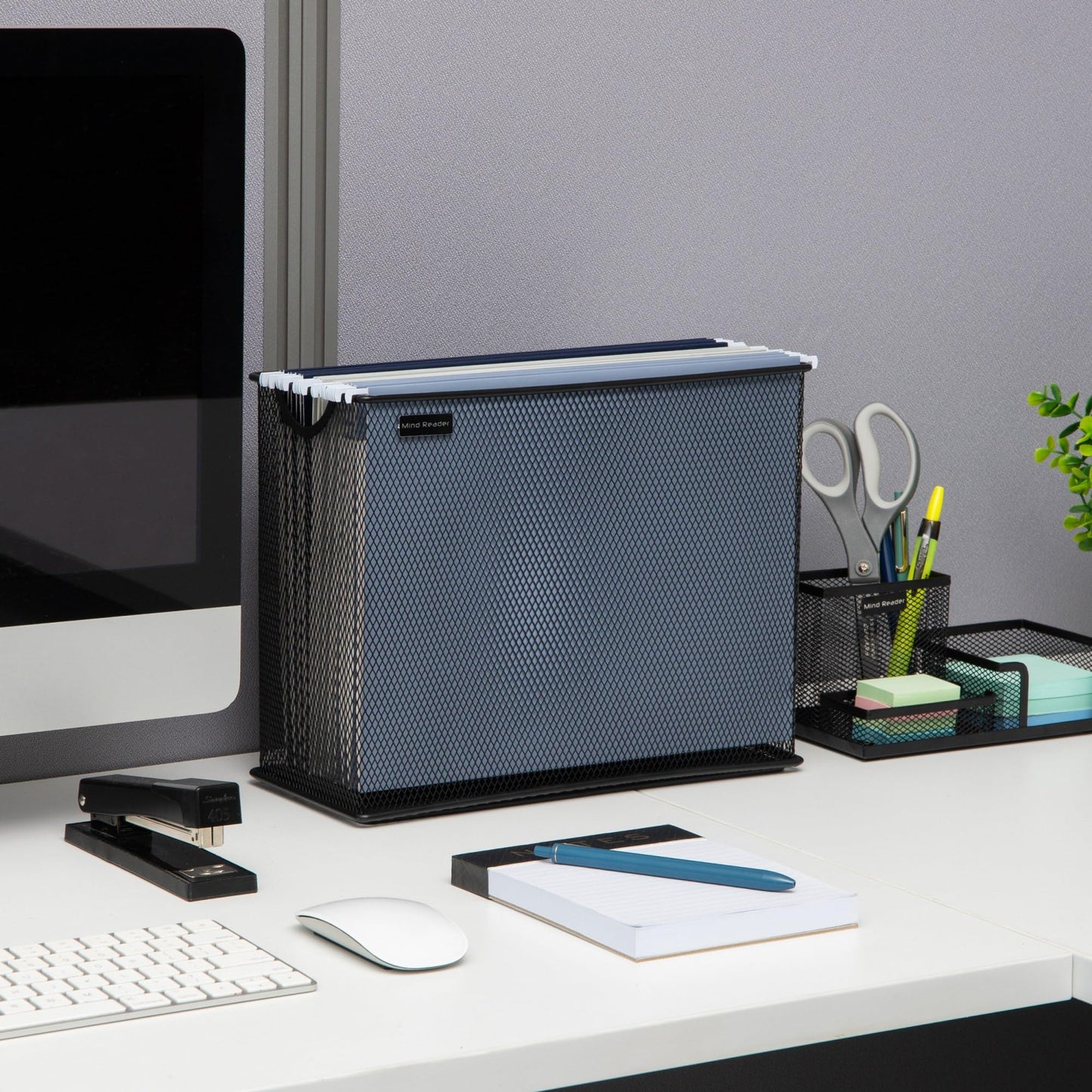 Mind Reader Vertical File Storage, Desktop Organizer, Hanging Files, Office, Metal Mesh, 12.25"L x