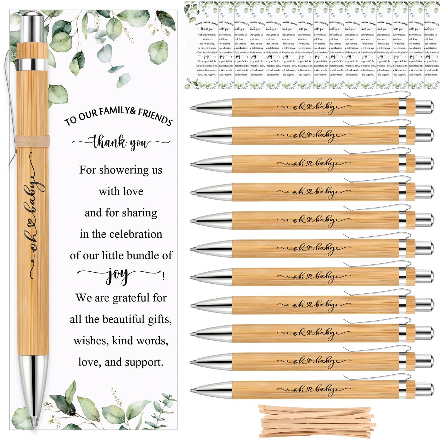 Yeaqee 50 Sets Greenery Baby Shower Pen Gifts for Guest
