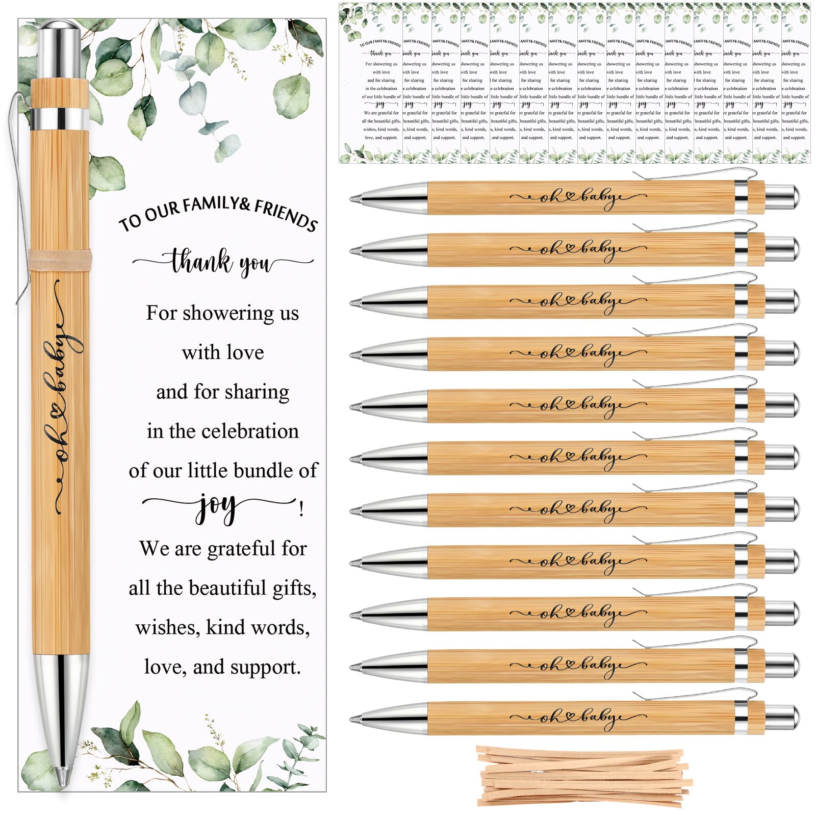 Yeaqee 50 Sets Greenery Baby Shower Pen Gifts for Guest