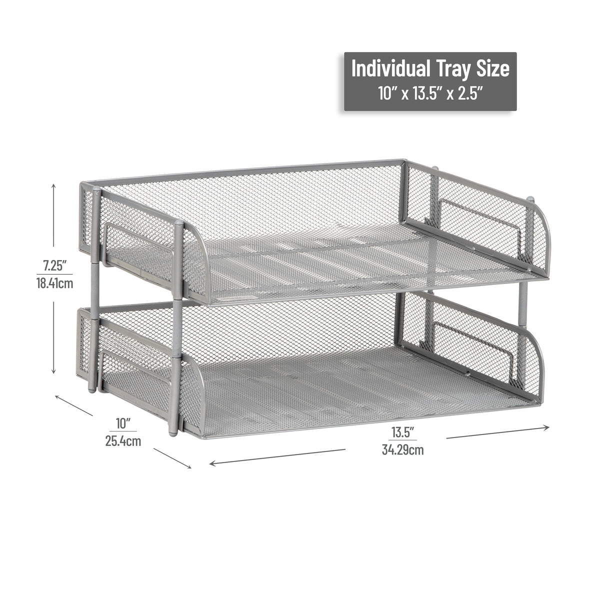 Mind Reader 2-Tier Stackable Paper Tray, Desktop Organizer for Letter-Size Documents, Office File