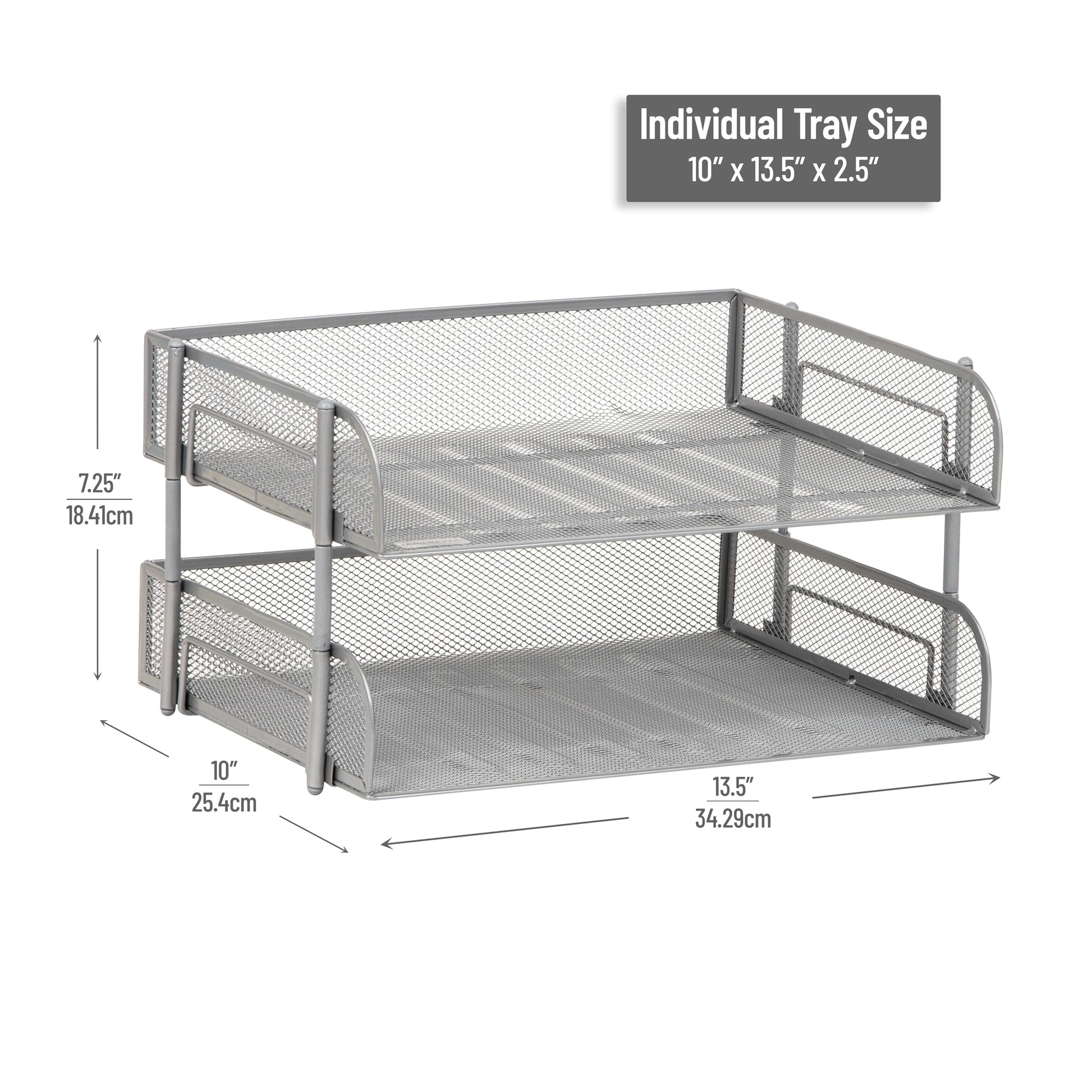 Mind Reader 2-Tier Stackable Paper Tray, Desktop Organizer for Letter-Size Documents, Office File