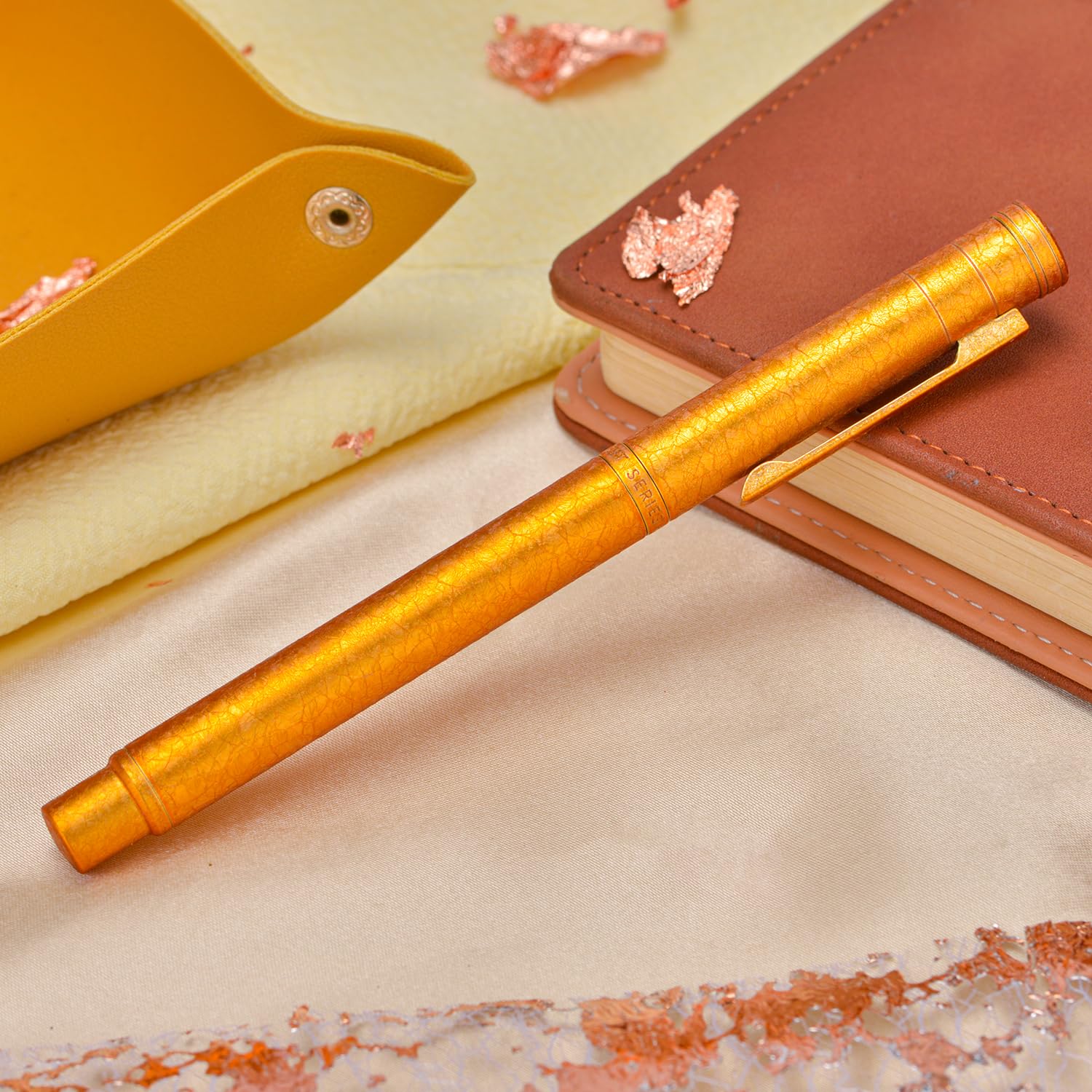 Hongdian 1851 Forest Fountain Pen Golden Ice Flowers, Extra Fine Nib Classic Design with Converter