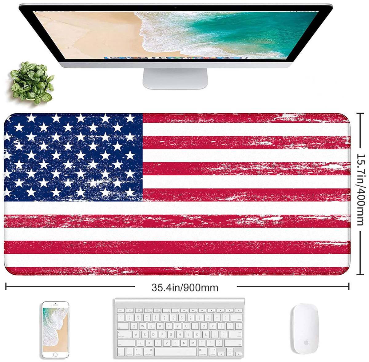 American Flag XXL Large Mouse Pad, Gaming and Home Stitching Side Table Mat