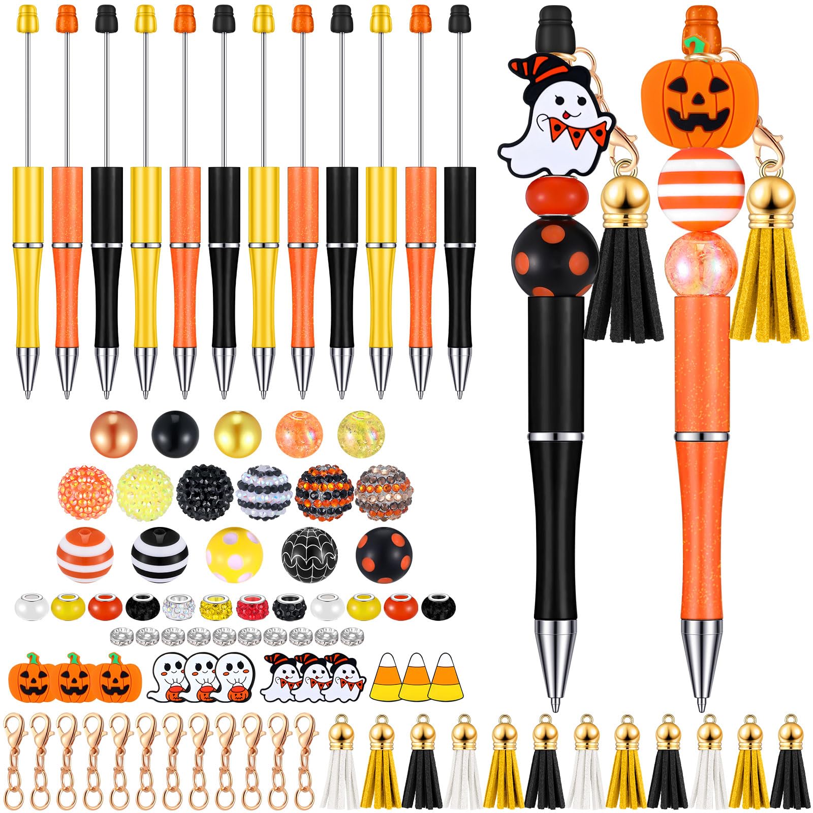 Colarr 12 Sets Halloween Beadable Pen DIY Pen Making Kit,Cute Style