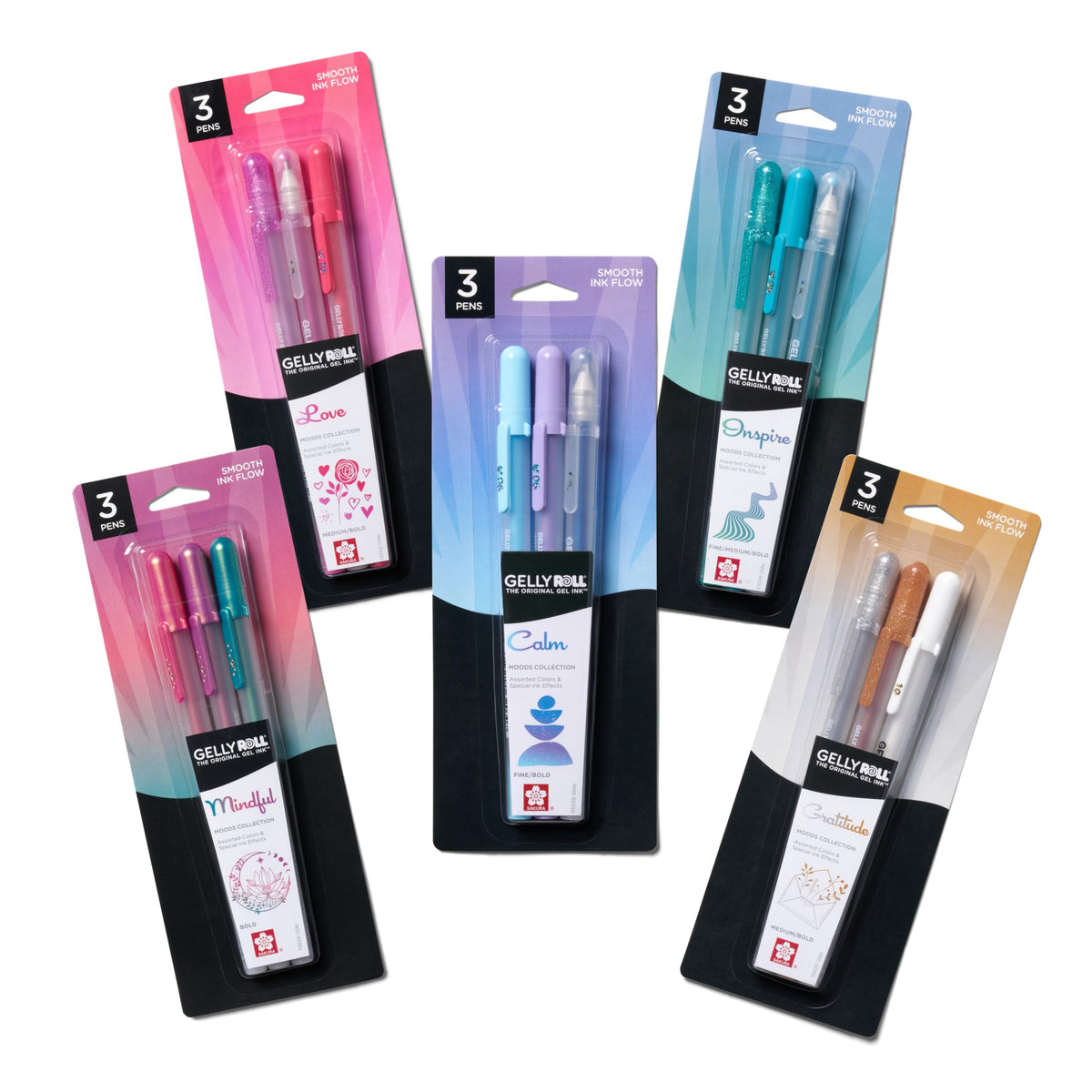 Sakura Gelly Roll Moods Five Giftable 3-Pk Sets, 15 Gel Pens