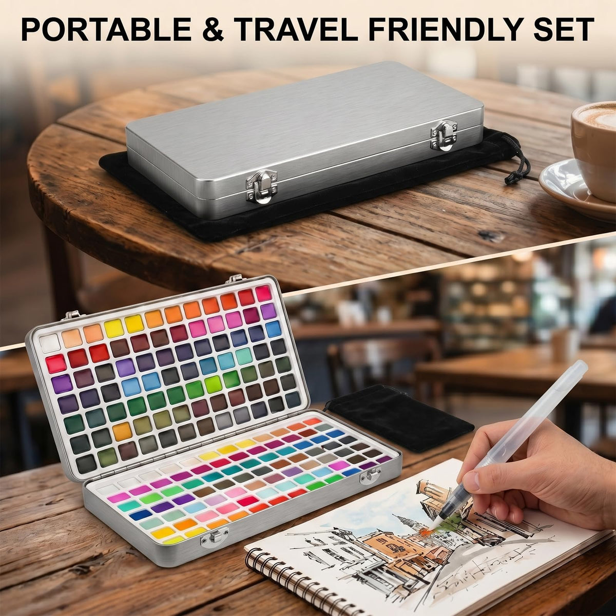 Smallbudi All in One Watercolor Paint Set 168 Colors with Portable Box