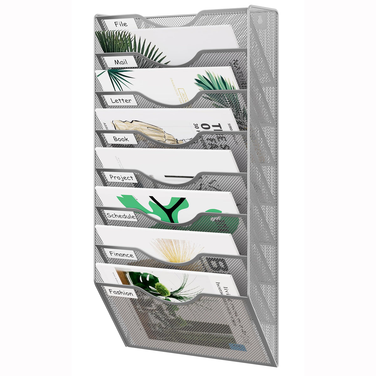 EasyPAG 8 Pocket Mesh Wall File Organizer, Hanging Paper Folder Holder with Classify Label