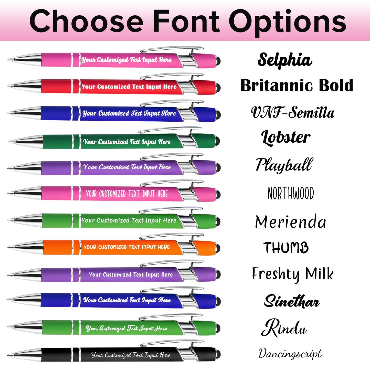 Betenshtresk Personalized Ballpoint Pen 12pcs, Custom Pens Free Engraved Bulk with Name Logo, Soft