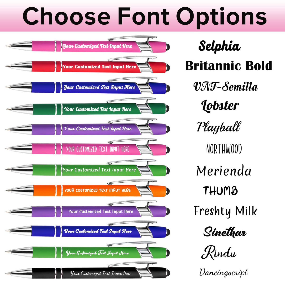 Betenshtresk Personalized Ballpoint Pen 12pcs, Custom Pens Free Engraved Bulk with Name Logo, Soft