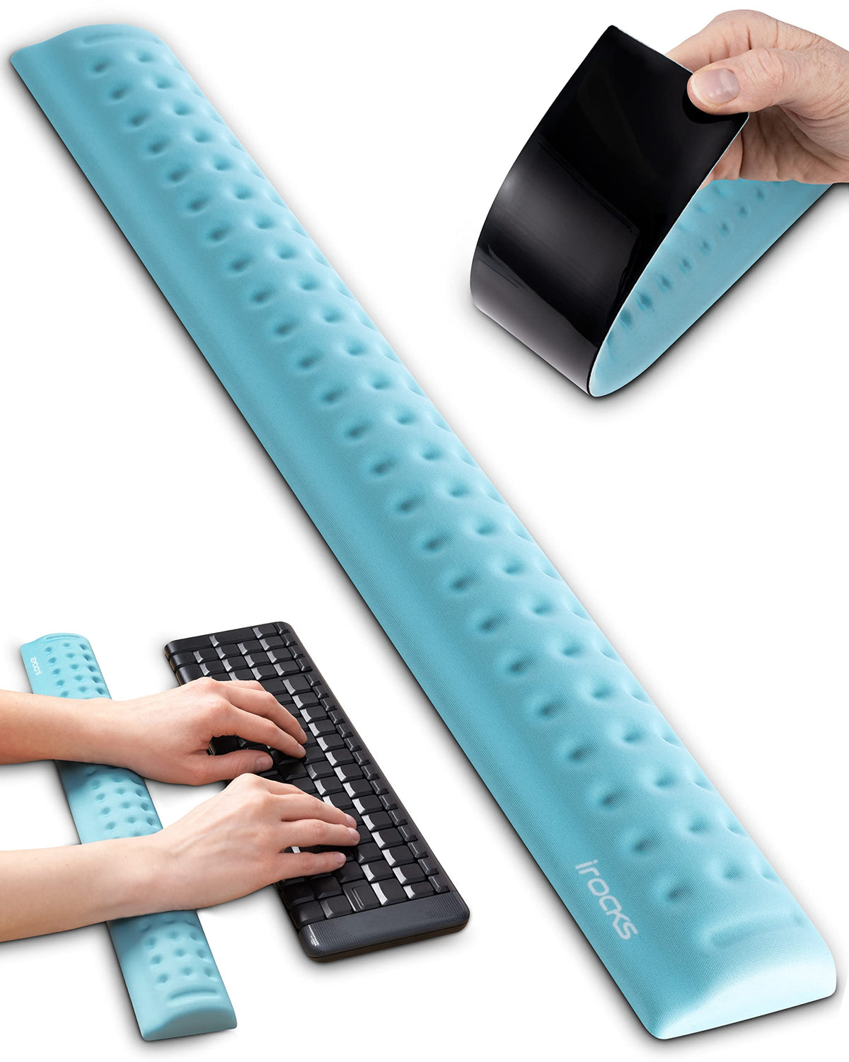 i-Rocks Memory Foam Keyboard Wrist Rest - Pain-Reducing Wrist Rest for Computer Keyboard - Non-Slip