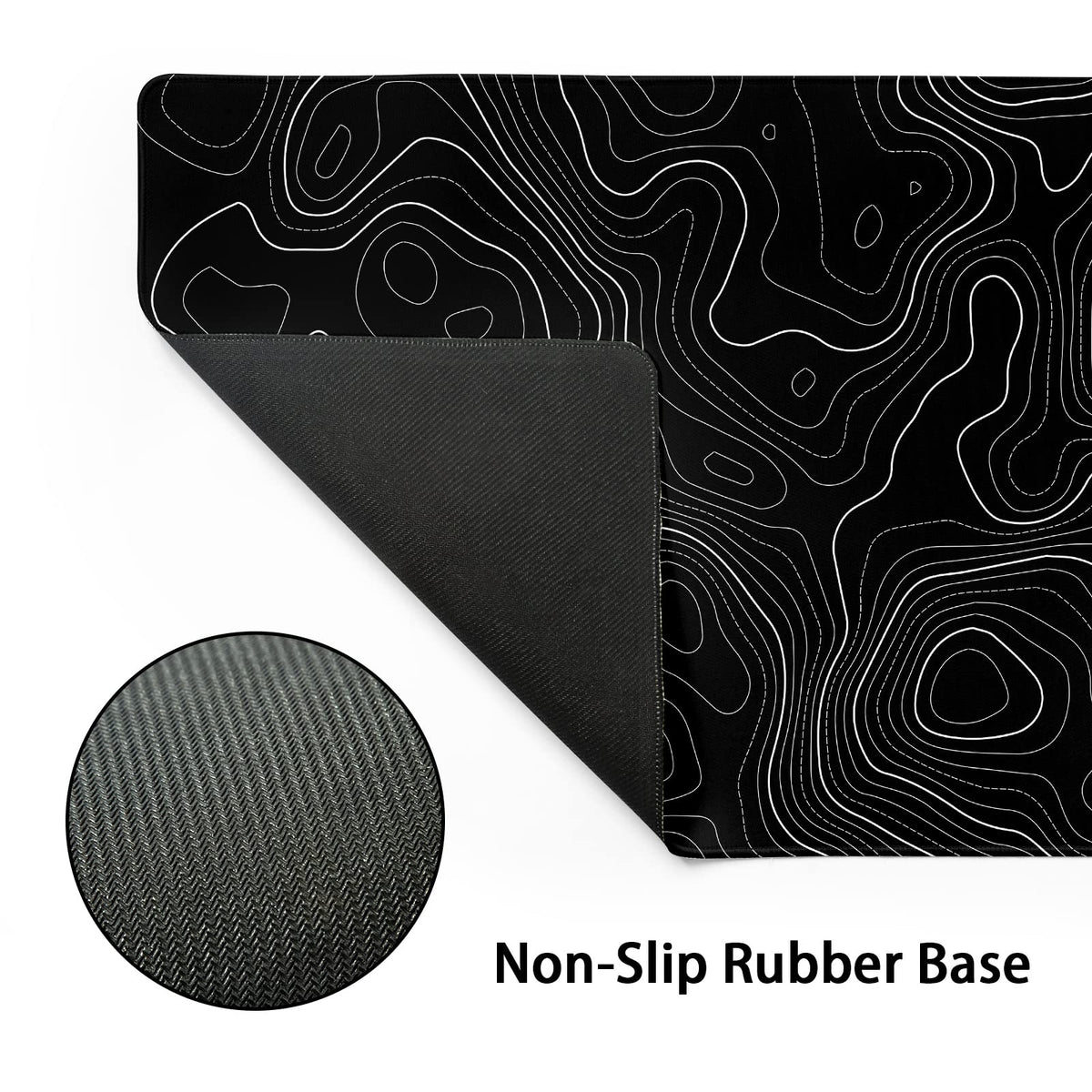 Topographic Contour Black Gaming Mouse Pad XL Topo Geographic Map Lines Extended Large Mouse Pad