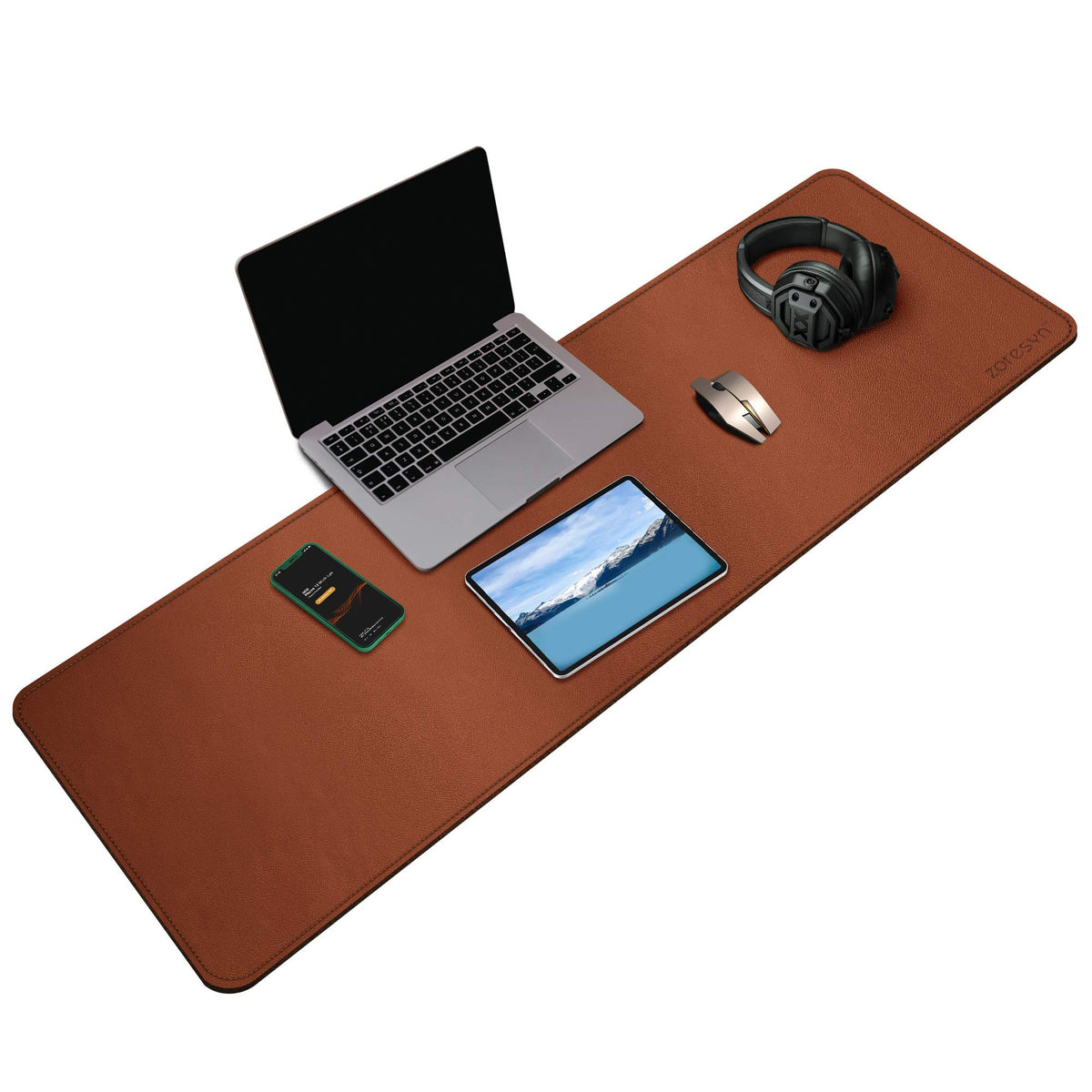 ZORESYN XL Faux Leather Desk Pad Protector, 47.2" x 15.8", Light Brown
